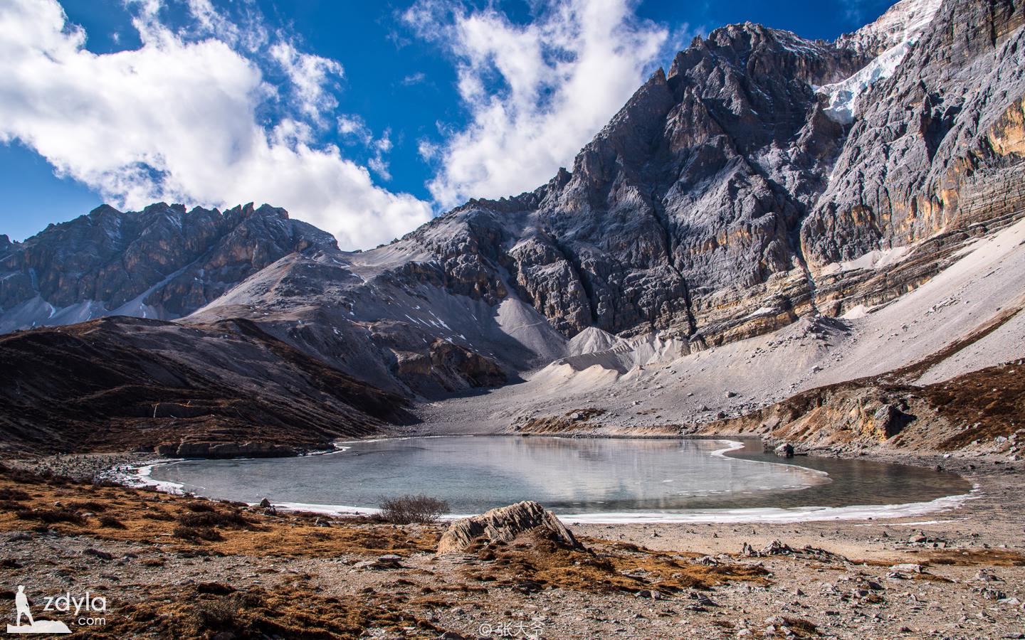 Mountains, lakes and glaciers in Yading Canyon