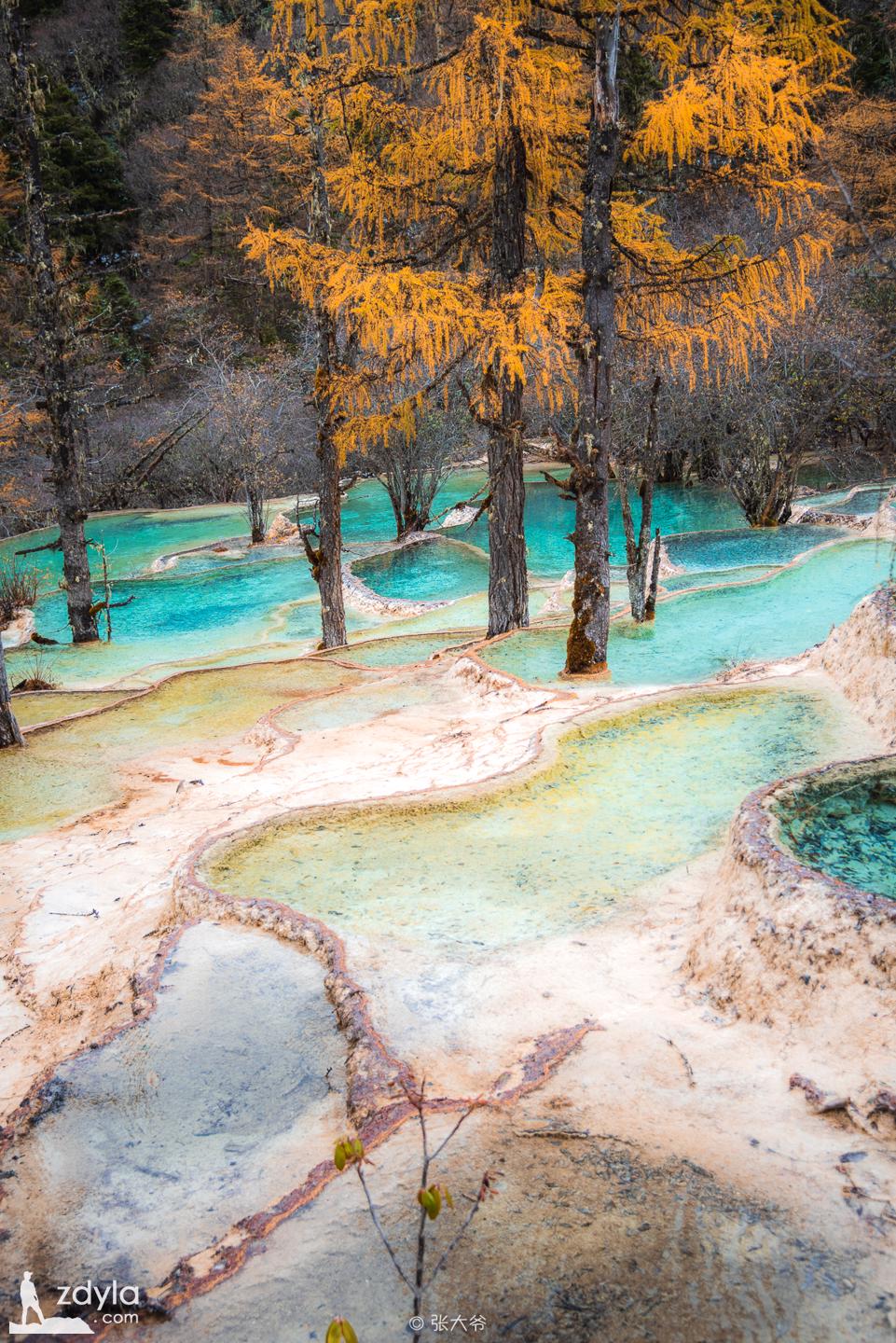 Huanglong colorful pool in snow field
