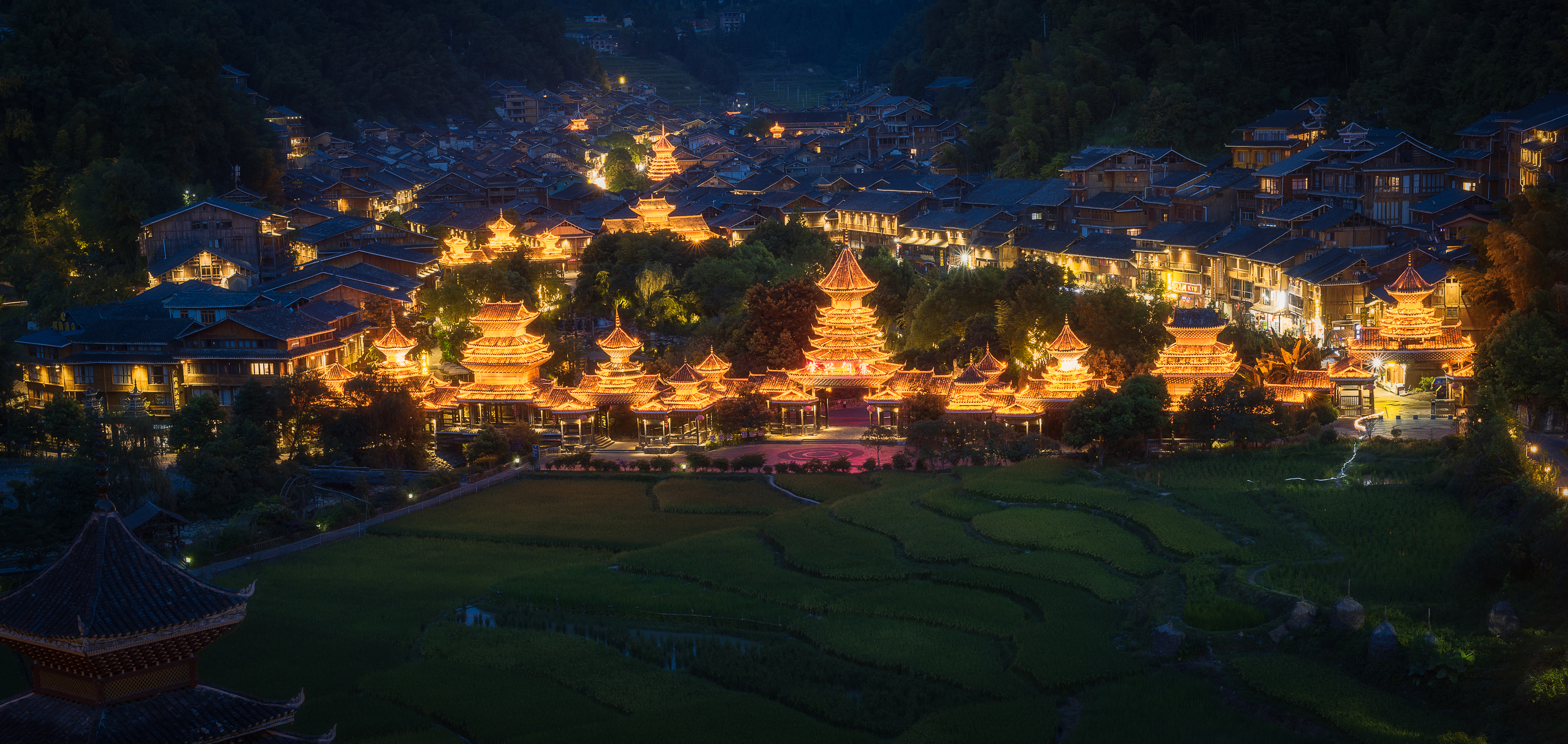 Zhaoxing Dong village at night